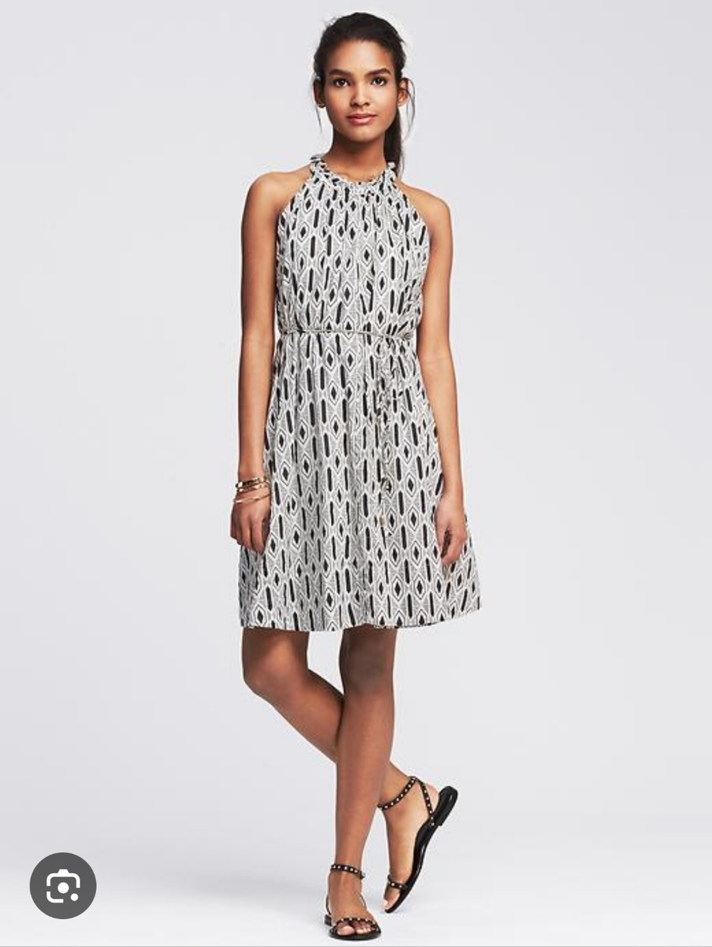 Banana Republic ✨️ Geo Pleated Halter Cotton Women's Dress Size LP